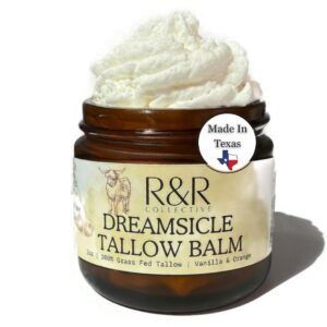 R&R Collective Whipped Tallow Balm (Dreamsicle) – 100% Grass Fed Beef Tallow for Skin Care- 100% Natural Handmade Whipped Orange & Vanilla Tallow Balm for Sensitive Skin- 2 FL. oz.