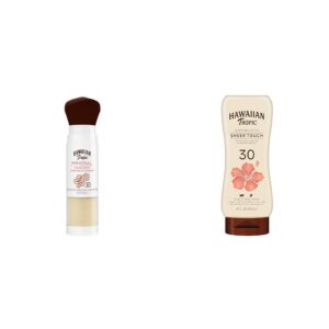 Hawaiian Tropic Mineral Powder Sunscreen Brush, SPF 30 for Face & Sheer Touch Lotion | Broad Spectrum Protection, Brush On Translucent, 8oz