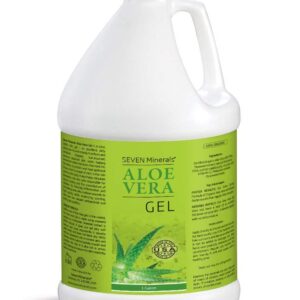 Seven Minerals Organic Aloe Vera Gel from freshly cut 100% Pure Aloe – 1 Gallon – HighestQuality, Texas grown, Vegan, Unscented – For Face, Skin, Hair, Sunburn Relief – Bulk DIY (128 Fl Oz)