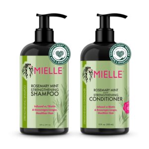 Mielle Organics Rosemary Mint Strengthening Shampoo and Conditioner Infused with Biotin, Cleanses and Helps Strengthen Weak and Brittle Hair, 12 Ounces