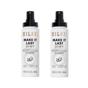 Milani Setting Spray + Primer, Make It Last Dewy – Dewy Finish Moisturizing Formula for Glow on the Go, Setting Spray for Makeup and Face Primer, Prime + Set + Hydrate, 2.03 Fl. Oz – 2 Pack