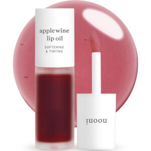 NOONI Korean Vegan Appleseed Lip Oil – Applewine | Long-Lasting, Moisturizing, Plumping, Revitalizing for Dry Lips, Waterproof, No Peel Off, Hydrating, Nourishing Crystal Clear, 0.12 FL Oz