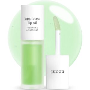NOONI Korean Vegan Appleseed Lip Oil – Appletea | Long-Lasting, Moisturizing, Plumping, Revitalizing for Dry Lips, Waterproof, No Peel Off, Hydrating, Nourishing Crystal Clear, 0.12 FL Oz