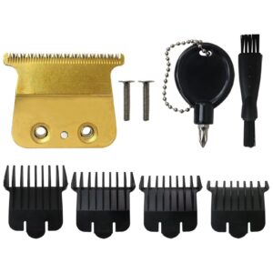 707Z Replacement Blade Compatible for Ba-Byliss P-R-O FX787 & FX726 Trimmers, DLC Replacement Blades with 4 Guards Set Compatible for BaByliss Trimmer Blade – Gold