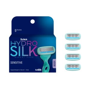 Schick Hydro Silk Sensitive Women’s Razor Blade Refills, 4 Count | 5-Blade Razors for Women Sensitive Skin | Womens Razor Refills for Sensitive Skin