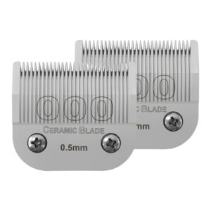 2 Packs 000 Detachable Replacement Ceramic Blades,Compatible with Andis/oster Classic 76/Star-Teq/Power-Teq/A5 Clipper,Cut Length 1/50″(0.5mm)