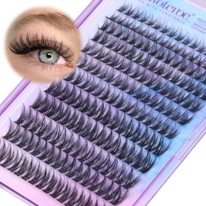 Pawotence Lash Clusters Wispy 9-16mm Individual Lashes Cluster Eyelash Extensions 192pcs Lash Extension DIY Soft Natural Eyelash Clusters with Thin Bandfull