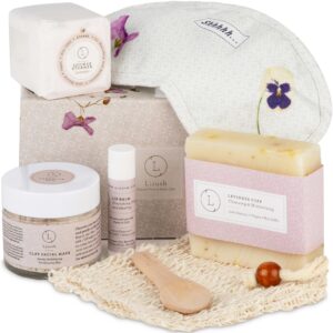 Lizush Luxury Spa Gifts for Women – 6 Piece Lavender Gifts for Her, Gift Baskets for Women, Body Care Set for Mom, Birthday Box, Self Care Spa Kit For Wife – Handmade in the USA