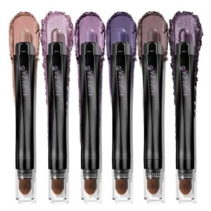 LUXAZA PRO Neutral Eyeshadow Stick Makeup Set, Metallic Shimmer Matte Cream Eye Shadow Eyeliner Brightener Pencil Crayon – Classic 6PCS A012