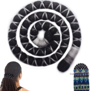 Spiral Lock Hair Tie Dreadlock Accessory Bendable Hair Ties for Women and Men Ponytail Holders Colorful Dreadlock Hair Tie Long Dreads Thick Curly Hair Holder (Black And White Lattice)