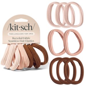 Kitsch Hair Ties No Damage – Strong, Stretchy Hair Bands | Soft Nylon Ponytail Holders, Snag-Free Rubber Bands, Perfect for Updos & Braids – Rosewood, 8pcs