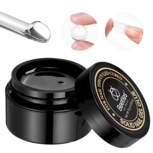 Beetles Solid Nail Glue Gel for False Tips, 15g Strong Adhesion for Press on Acrylic Tips, Clear Hard Gel 3D Sculpting for Nail Art UV Light Cured