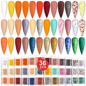 SAVILAND 36 Colors Acrylic Powder Set – Fall Winter Series Acrylic Nail Powder Polymer Powder for Acrylic Nails> Nail Extension Starter Set for Nail Salon Home DIY