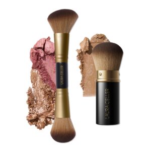 LAURA GELLER NEW YORK Face It All 2pc Makeup Brush Set – Retractable Airbrush Kabuki Brush + Dual-Ended Blush and Bronzer Brush