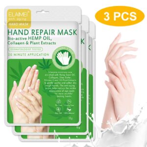 3 Pack Moisturizing Gloves Hand Mask for Nourishing – Natural Treatment for Dry Hands> Repair Rough Skin> Prevent from Dead Skin for Women Men