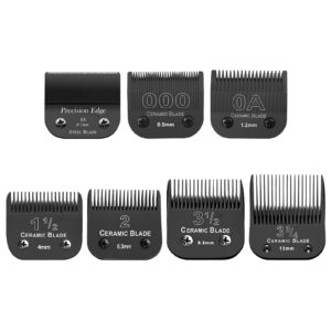 7 Pcs Professional Detachable Replacement Ceramic Blades set,compatible with Andis AGC,BDC,BGC,MBG Series,oster Classic 76/Star-Teq/Power-Teq Clippers