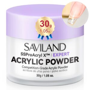 SAVILAND Ultra-Smooth Clear Acrylic Powder: Keratin Professional Acrylic Nail Powder 2024 Ultra Sculpture Tech for Acrylic Nail Extension Carving 3D Nail Art Nail Tech Salon Studio Manicure