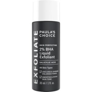 Paula’s Choice Skin Perfecting 2% BHA Liquid Salicylic Acid Exfoliant, Gentle Facial Exfoliator for Blackheads, Large Pores, Wrinkles & Fine Lines, Travel Size, 1 Fluid Ounce