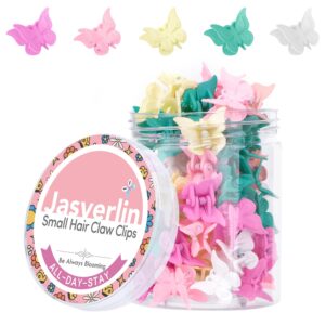 JASVERLIN Butterfly Hair Clips Colorful, Girls Cute Mini Small Claw Clips, Y2K 90s Kids Women Butterflies Hair Accessories Rave Festival 50 pcs (Baby Color)