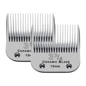 2 Packs Professional Detachable Replacement Ceramic Blades Size 3-3/4,Cut Length 13mm,compatible with Andis/oster Classic 76/Star-Teq/Power-Teq/A5 Clipper