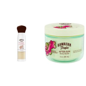 Hawaiian Tropic Mineral Powder Sunscreen Brush SPF 30 | SPF Powder Sunscreen for Face & After Sun Body Butter with Coconut Oil, 8oz | After Sun Lotion