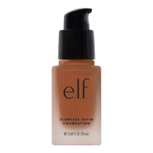 e.l.f. Flawless Satin Foundation, Lightweight & Medium Coverage, Semi-Matte Finish, Vegan & Cruelty-Free, Coco, 0.68 Fl Oz (20mL)