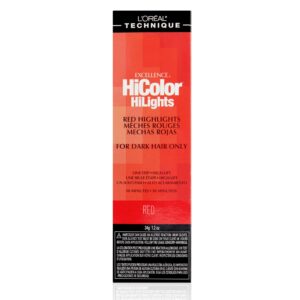 L’Oréal Technique HiColor Red HiLights Permanent Hair Color for Dark Hair | Intense Red Highlights | No Pre-Lightening Required | Rich, No-Drip Creme | Quick Processing Time | Red
