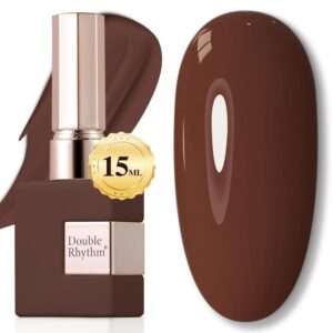 Double Rhythm 15ML Gel Nail Polish Pure Sheer Same Color Same Bottle Soak Off Gel Polish Art Manicure Salon DIY at Home for Women (Deep Brown-A1446)