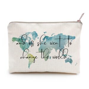 LICOBG Graduation Gift For Her, Makeup Bag Gift, Graduation Gift, Daughter Gift, Sister Gift, World Map Bag, Roommate Gift