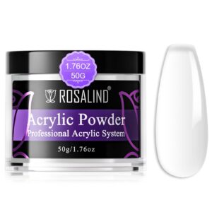 ROSALIND Clear Acrylic Nail Powder 50g/1.76oz Acrylic Clear Powder for Nail Acrylic Extension> Professional Crystal Polymer Nail Powder Acrylic Caving> Dry Naturally