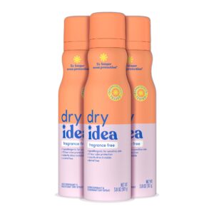Dry Idea Dry Spray Deodorant & Antiperspirant | 2X Longer Sweat Protection | 72-Hour Odor Protection | Fragrance-Free & Hypoallergenic for Sensitive Skin, 3.8 oz. (3-Pack)