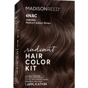 Madison Reed Radiant Hair Color Kit, Medium Chocolate Brown for 100% Gray Coverage, Ammonia-Free, 6NAC Verona Brown, Permanent Hair Dye, Pack of 1