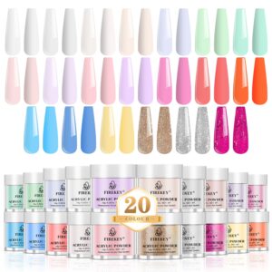FireKey 20 Shade Acrylic Nail Powder Kit – Diverse & Luminous Colors> Superior Quality> Ideal for Beginners to Pros