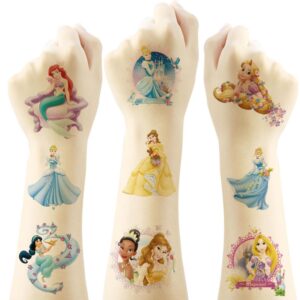 Disney Princess Temporary Tattoos – 20 Sheets, Birthday Party Favors, Cute Cartoon Princess Decoration Stickers for Kids’ Home Activity, Class Prizes & Carnival Rewards