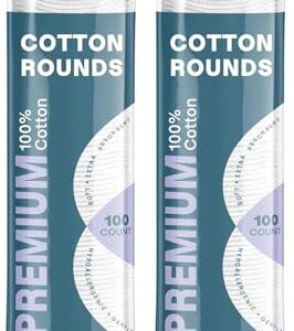 Cliganic Premium Cotton Rounds for Face (200 Count) | Makeup Remover Pads, Hypoallergenic, Lint-Free | 100% Pure Cotton (Packaging May Vary)