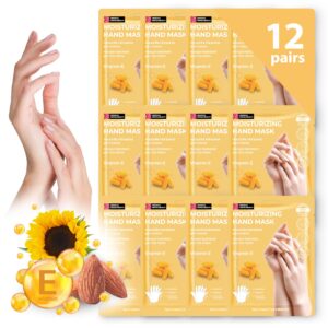 Innerest 12 Pairs Original Derma Beauty Hand Mask Bulk> Moisturizing Hand Gloves for Dry Hands> Nail Care Essential (Vitamin E)