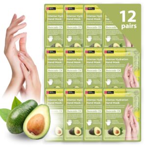 Innerest 12 Pairs Original Derma Beauty Hand Mask Bulk> Moisturizing Hand Gloves for Dry Hands> Nail Care Essential (Avocado)