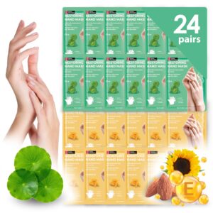Innerest 24 Pairs Original Derma Beauty Hand Mask Bulk> Moisturizing Hand Gloves for Dry Hands> Nail Care Essential (Cica + Vitamin E)