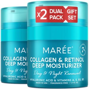 MAREE Face Moisturizer Collagen Cream for Face Gift Set 2 Pack – Hyaluronic Acid & Retinol – Anti-Aging Wrinkle Creams – Crema Para La Cara