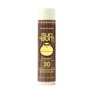 Sun Bum SPF 30 Sunscreen Coconut Lip Balm – Moisturizing Aloe Vera and Vitamin E – Vegan and Cruelty Free – Broad Spectrum UVA/UVB Lip Protection – 0.15 oz Stick