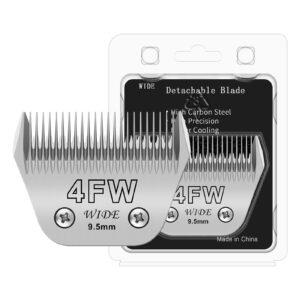 Newbulu 4FW Dog Grooming Wide Blade,Detachable Pet Dog Grooming Blades,Compatible with Andis,Oster A5,Wahl km10 Clippers.Cutting Length 3/8 in(9.5mm)