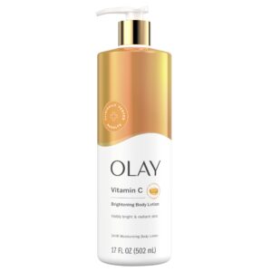 Olay Body Lotion for Women, Brightening with Vitamin C Serum, Visibly Bright & Radiant Skin, 24hr Moisture & Hydration, Fast Absorbing Formula, Vitamin B3 Complex, For All Skin Types, 17 fl oz