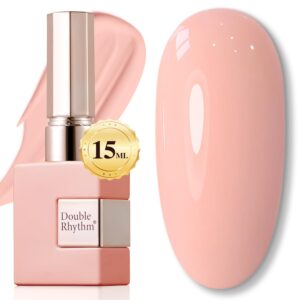 Double Rhythm 15ML Gel Nail Polish Pure Sheer Same Color Same Bottle Soak Off Gel Polish Art Manicure Salon DIY at Home for Women (Milky Orange Pink-A1317)