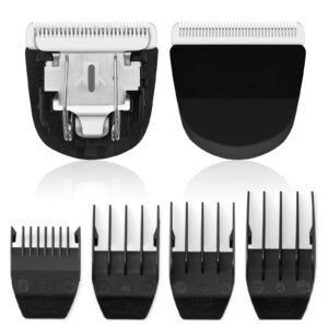 2 Pack Professional Peanut Clipper Blades, 4 Professional Peanut Clipper Guards for Wahl Peanut,Snap-On Replacement Blade for Wahl Peanut Hair Clipper #2068-300,Black/Silver