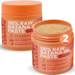 Lebanta Raw Batana Oil for Hair Growth – 100% Pure, Organic 4oz Batana from Honduras for Thick and Strong Natural Hair – Dr. Sebi Unrefined Cold Pressed Cosmetic Scalp Mask for Men & Women (2 Pack)