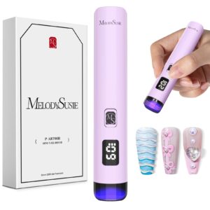 Melodysusie Handheld UV Light for Gel Nails, ART01R Cordless Gel X Nail Lamp Rechargeable with LCD Display, Eye-Protective Cover Flash Cure Nail Dryer for Rhinestone Glue Decoration DIY At Home Purple