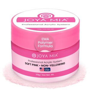 Joya Mia Acrylic Powder for Nails> MMA-Free> Super Adhesion Professional Powder for Flawless & Long-Lasting Nail Enhancements> Easy Application> Vibrant & Stunning Colors – Soft Pink> 4 oz