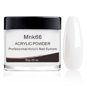 Mnk66 Acrylic Powder Clear Pink Nude Milky White Professional Acrylic Nail Powder for Nail Extension> French Nail Art 3D Flowers> Nail Carving> Beginner (YSHUJF003-Milky White-60g)