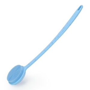 VWMYQ Silicone Back Scrubber for Shower, 17in Lengthen Long Handle Body Brush, Double Sided Shower Brush for Shower Exfoliating and Massage Can Produce Rich Foam, Long Handle Back Scrubber for Men