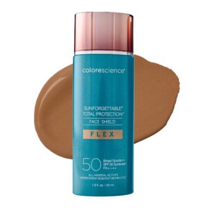 Colorescience Total Protection Face Shield Flex SPF 50, Zinc Oxide Formula, Deep, 1.8 Fl oz.